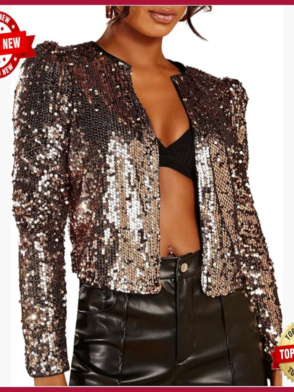 Sequin Bomber Jacket Glitter Sparkly Party Wear Polyester Casual
